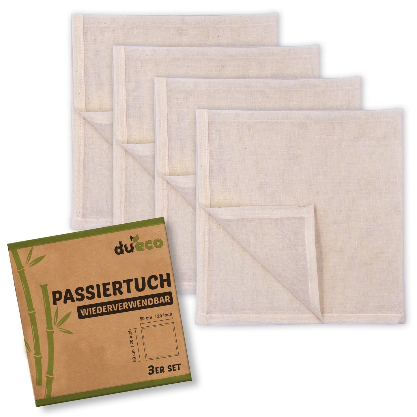 Vielseitiges Passiertuch für Käseherstellung & Bio-Nussmilch 3 stück