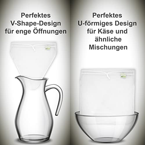 Nussmilchbeutel für Bio Nussmilch & Pflanzenmilch - Mehrzweck 2er Set | 1V-förm (28 x 30cm)+1U-förm (30 x 30cm)