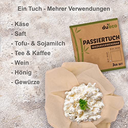 Vielseitiges Passiertuch für Käseherstellung & Bio-Nussmilch 3 stück