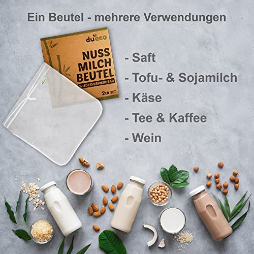 Nussmilchbeutel für Bio Nussmilch & Pflanzenmilch - Mehrzweck 2er Set | 1V-förm (28 x 30cm)+1U-förm (30 x 30cm)
